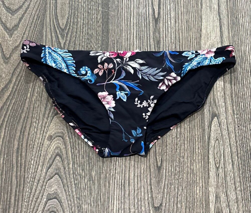 Seafolly Womens Floral Water Garden Hipster Swim Bikini Bottom Black Combo Sz 14